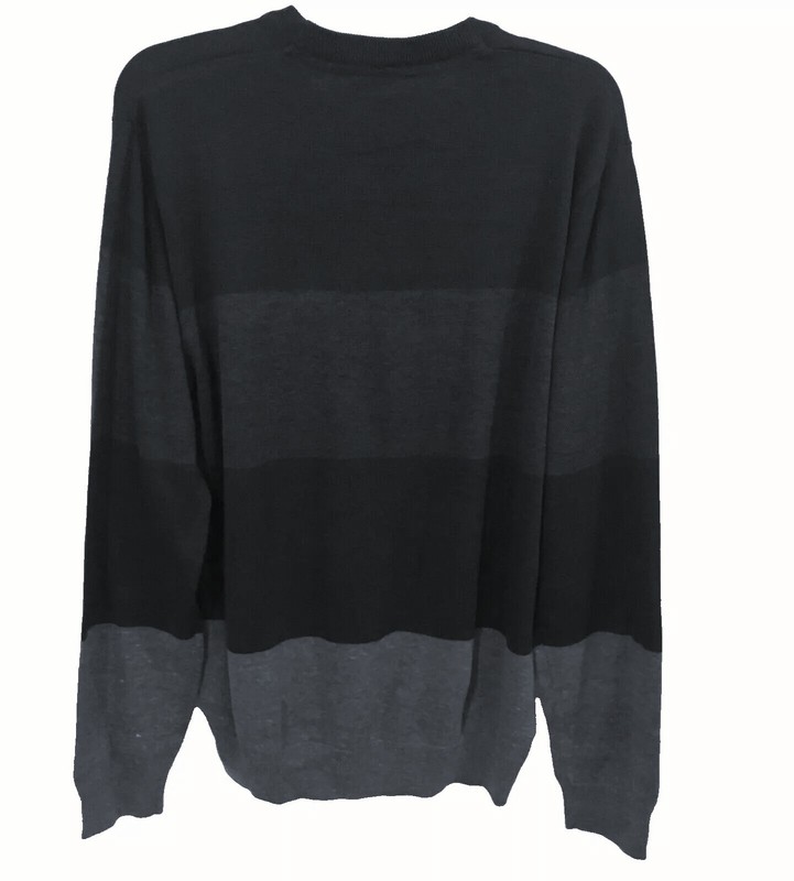 Structure Mens Classic Striped Crew Pullover Sweater Black Grey Large $50.00 gallery