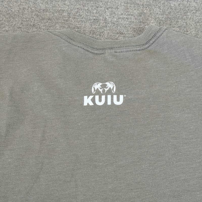 KUIU T Shirt Crewneck Gray Stretch Back Logo Alaska Hunting Outdoor Men L *Flaws gallery