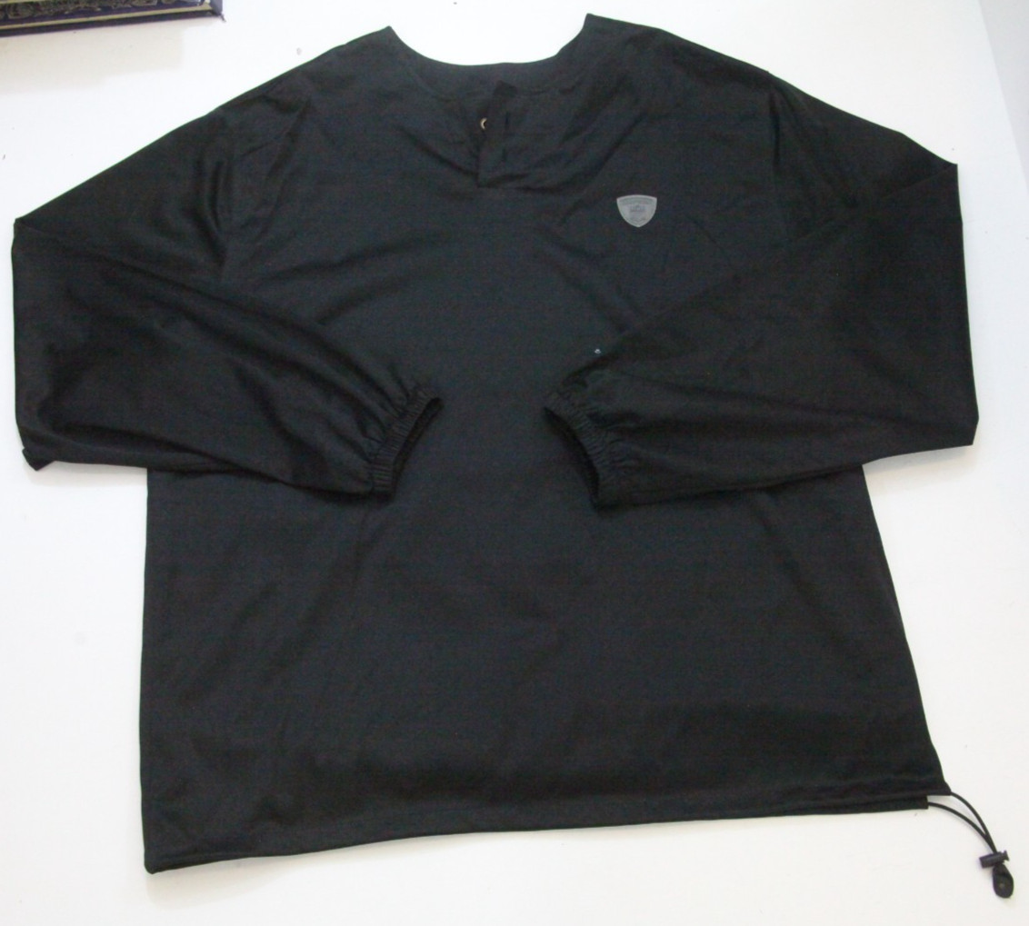 XL Reebok Crewneck 2-Button Long Sleeve Black Golf Pullover Mens Athletic 1-682 gallery