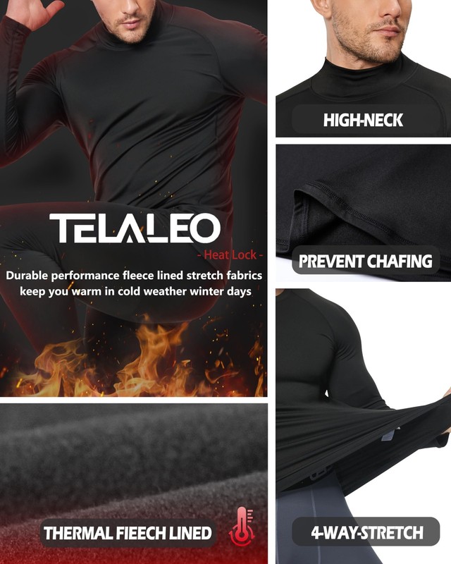 5 Pack Men's Thermal Turtle Mock Neck Shirts, Long Sleeve Compression Shirts ... gallery