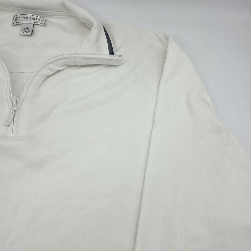 Peter Millar Pullover Mens Large White Crown Sport Quarter Zip Golf Stretch Top gallery