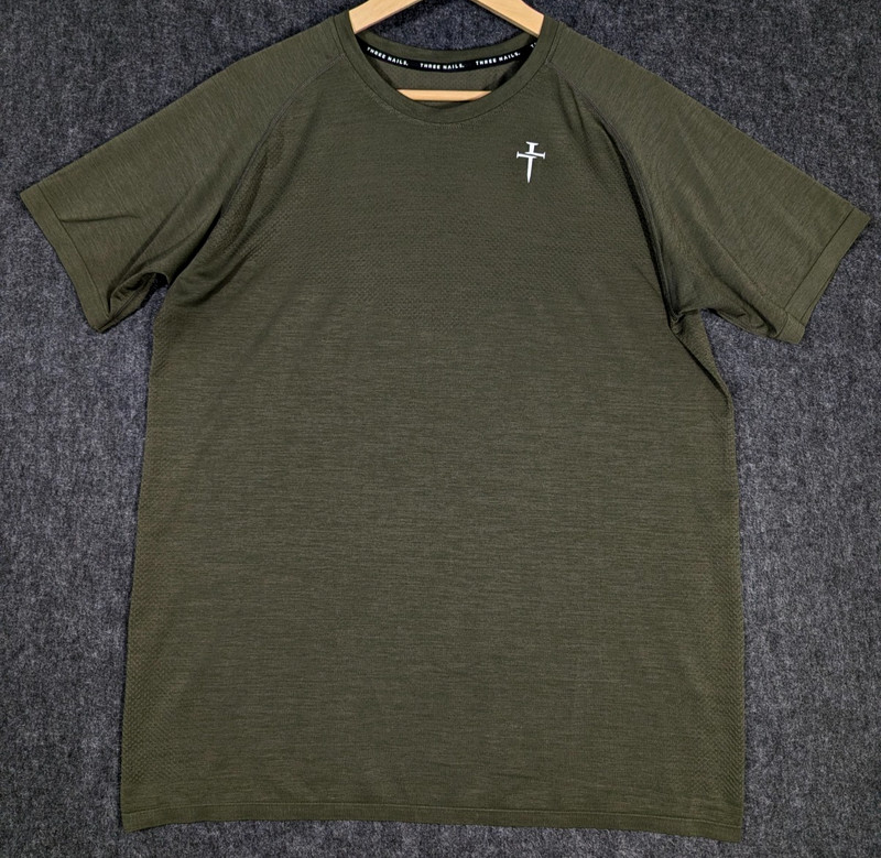 Three Nails Men's Performance S/S T-Shirt Size M / L Green Christian Activewear gallery