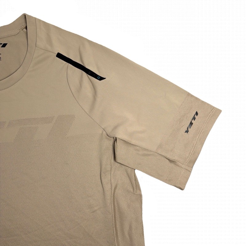 Yeti Cycles TURQ Mens Large MTB Jersey Tan Short Sleeve Performance Trail Shirt gallery