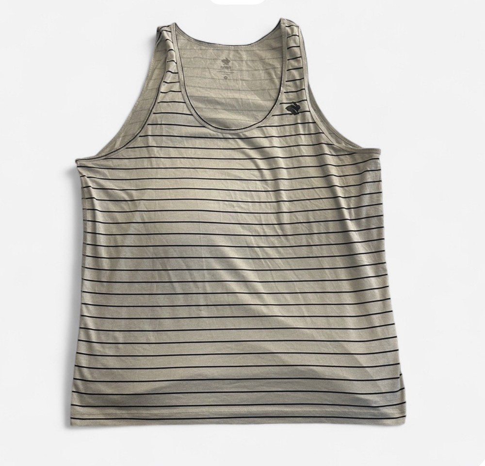 Rabbit Men's Race Pace Tank Stripe White Performance Running Lightweight XL