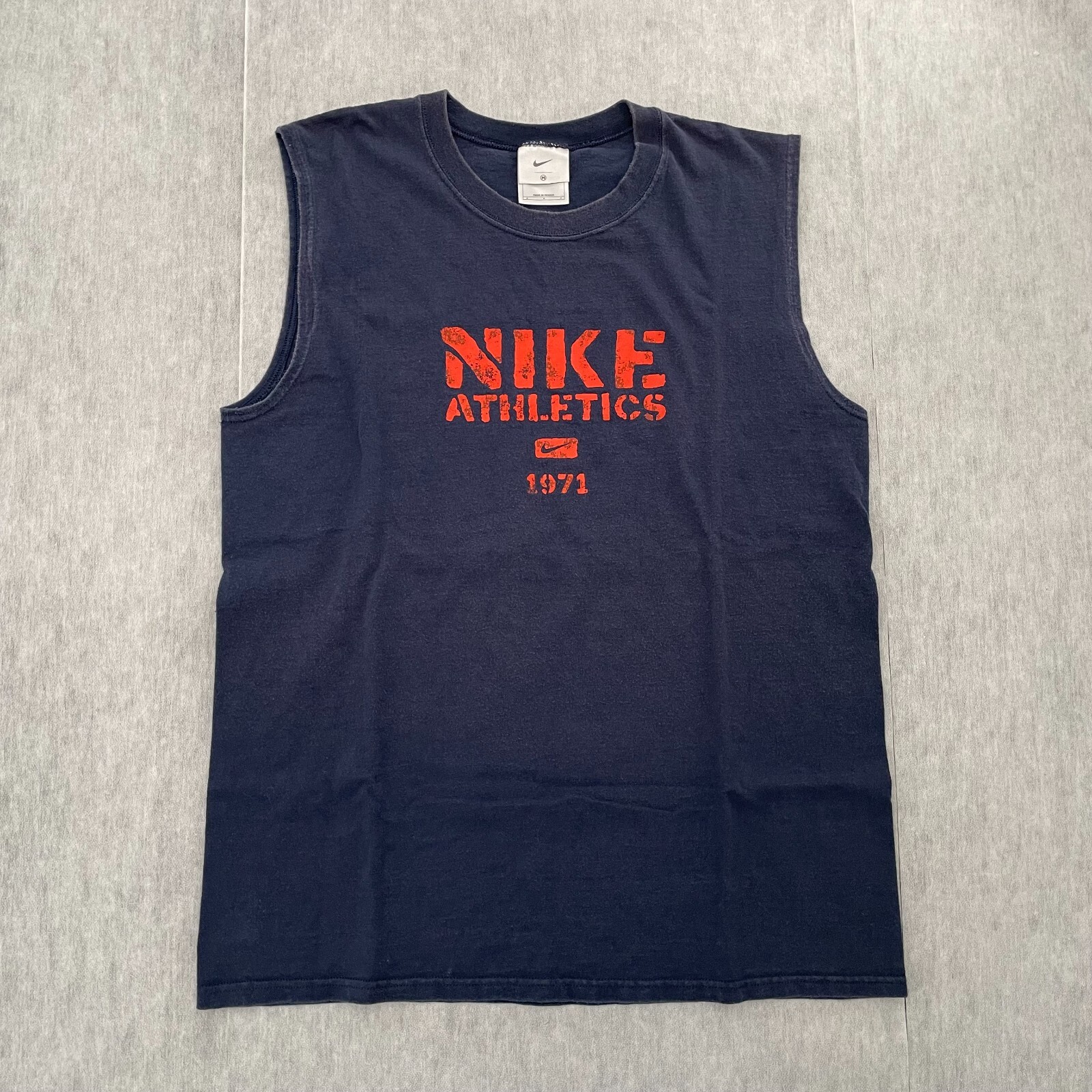 VINTAGE Nike Athletics Shirt Adult Medium Blue Tank Top Center Swoosh Logo Men M gallery