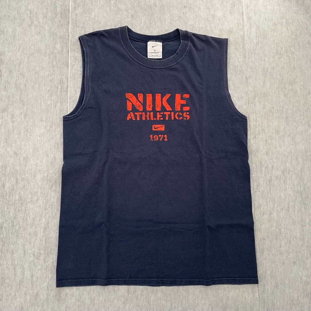 VINTAGE Nike Athletics Shirt Adult Medium Blue Tank Top Center Swoosh Logo Men M