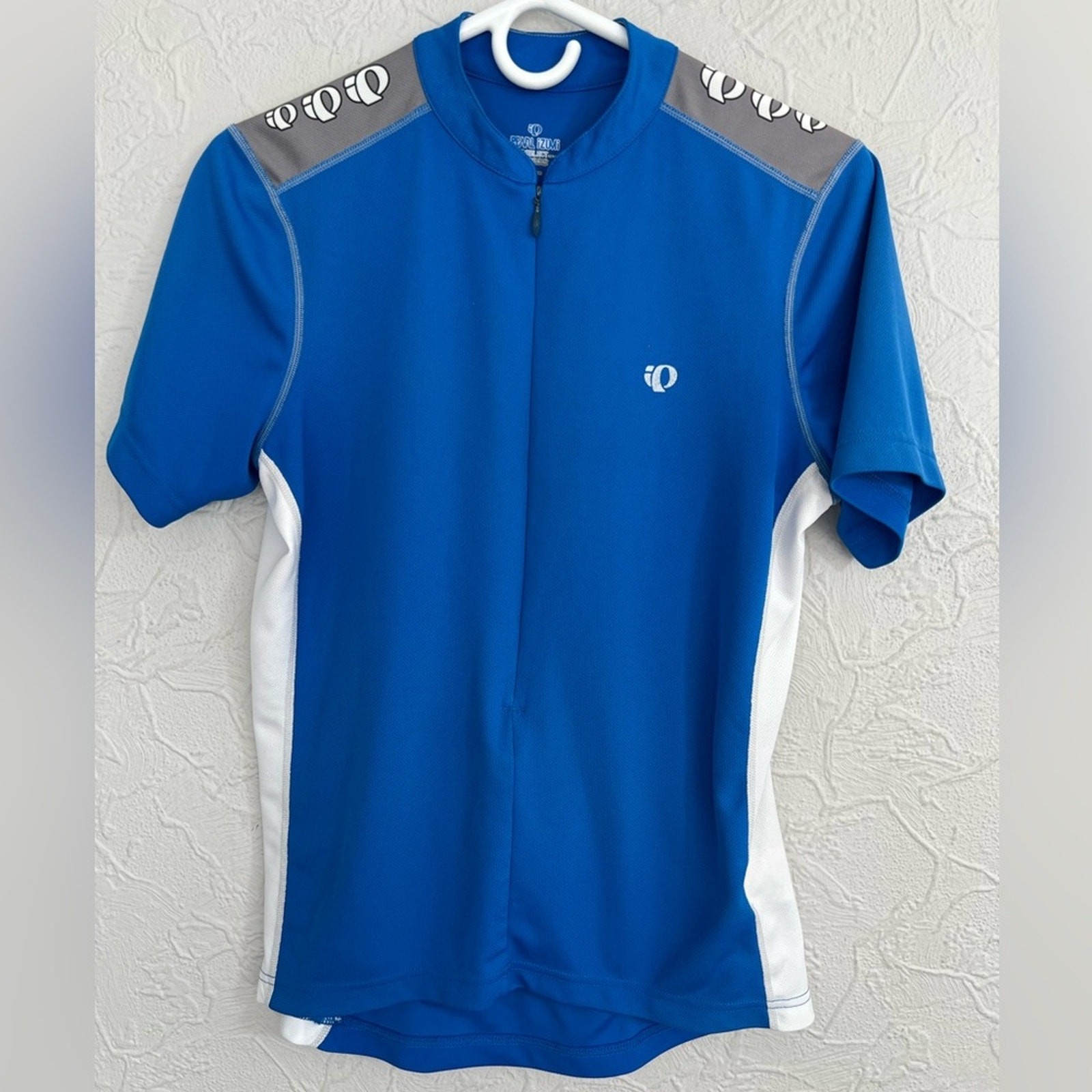 Pearl Izumi Select Cycling Jersey Medium Blue White 1/2 Zip Select Series EUC gallery