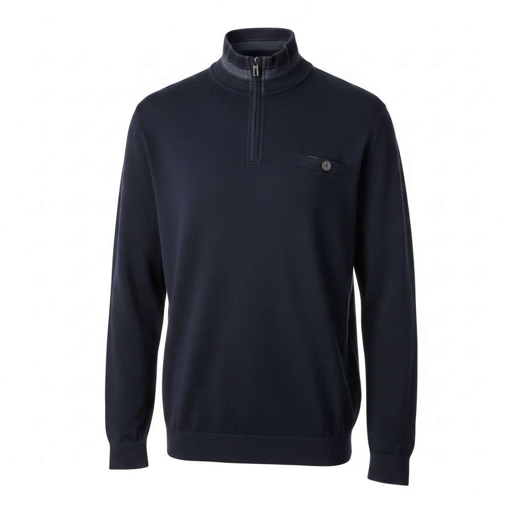 Ted Baker Navy Quarter Zip Pullover Sweater Lightweight Comfort Size Large Smart gallery