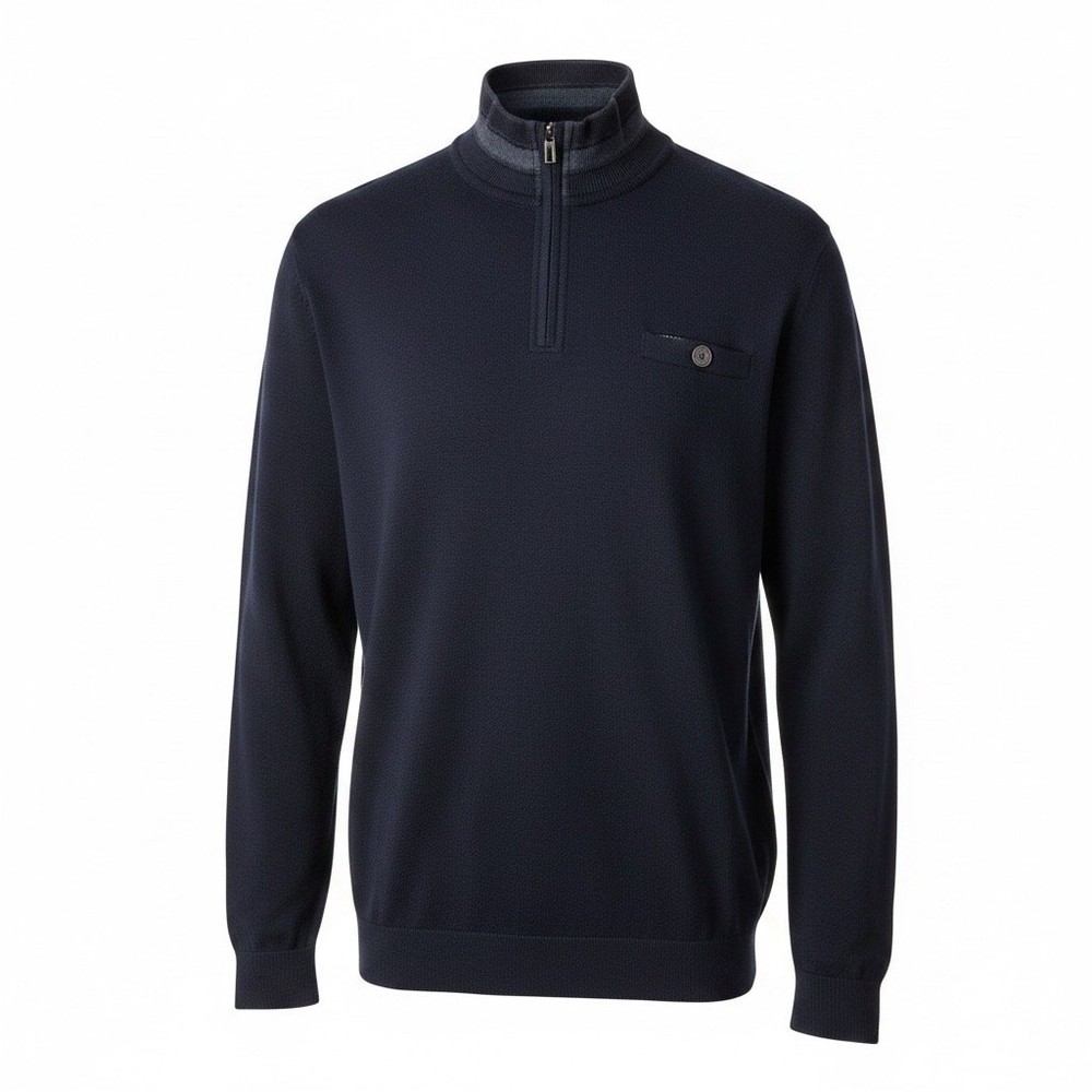 Ted Baker Navy Quarter Zip Pullover Sweater Lightweight Comfort Size Large Smart