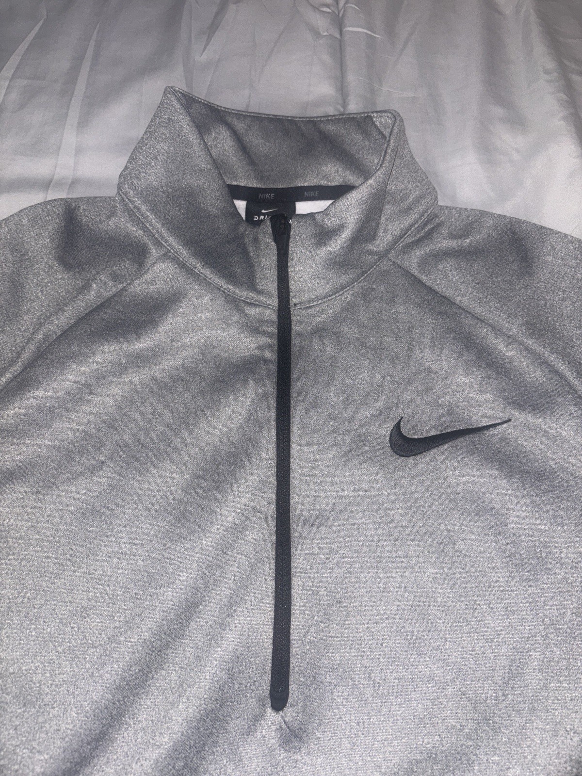 Nike Pro Dri-FIT Pullover Mens L Gray Half Zip Athletic Training Running Top gallery