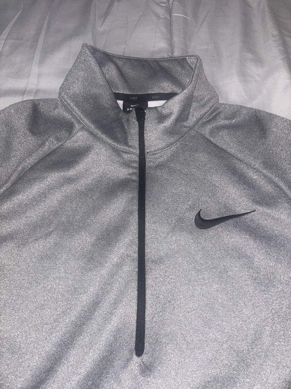 Nike Pro Dri-FIT Pullover Mens L Gray Half Zip Athletic Training Running Top gallery