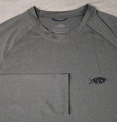 AFTCO Shirt Mens Medium Gray AFTECH Long Sleeve Fishing Performance Tee Outdoors