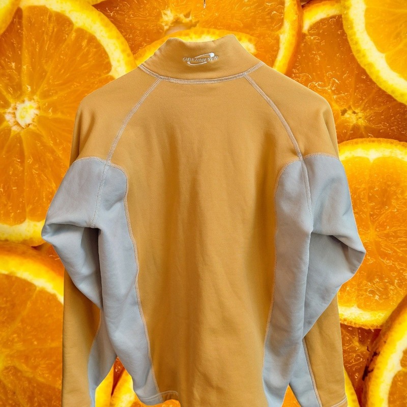 Obermeyer Mens 1/4 Zip Pullover Sweater Mustard Yellow Light Gray Size M gallery