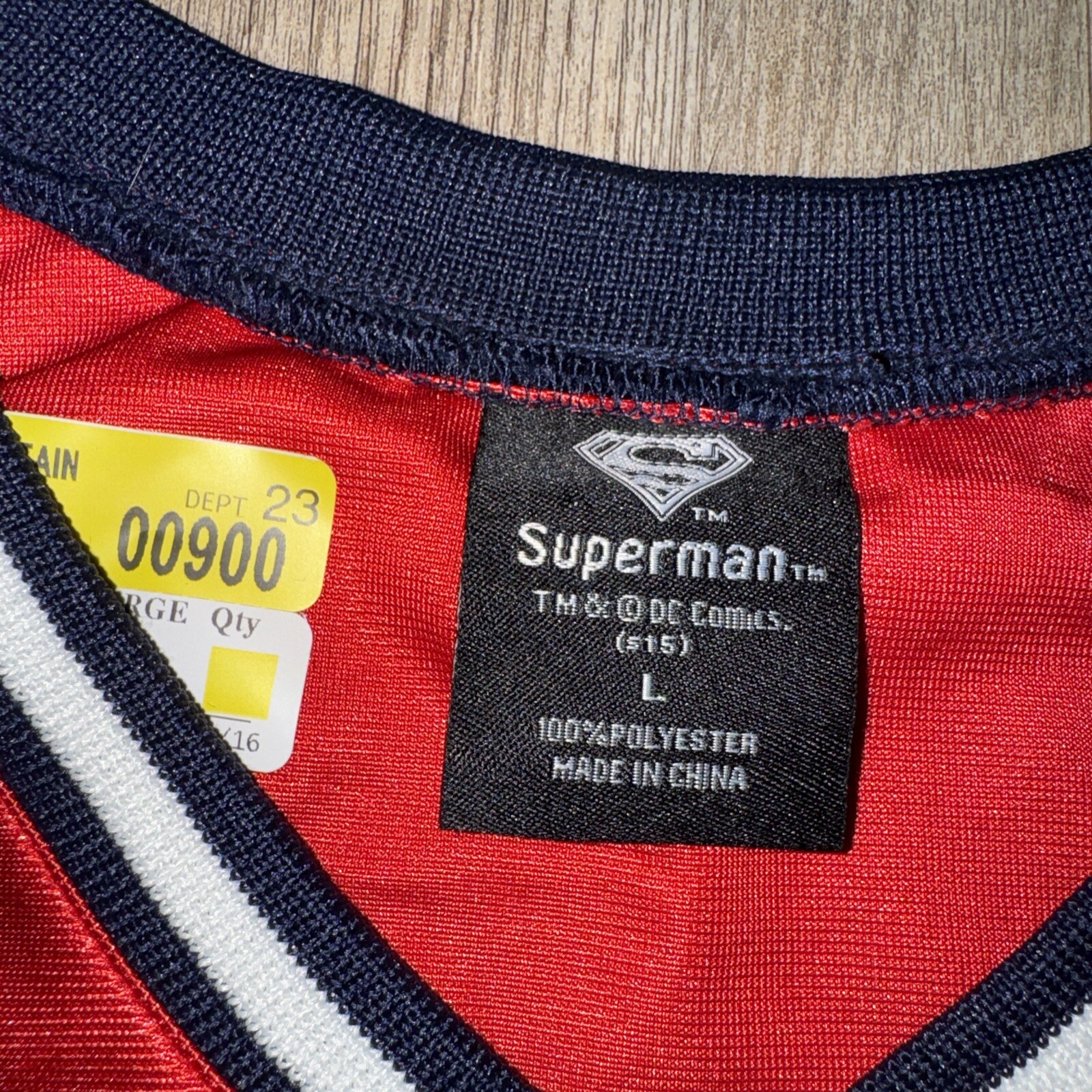New With Tag Superman #00 Football Jersey Size Large Dc Comic Red White & Blue gallery