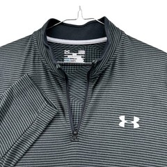 Under Armour Quarter Zip Pullover Mens Large Gray Striped ColdGear Loose Fit