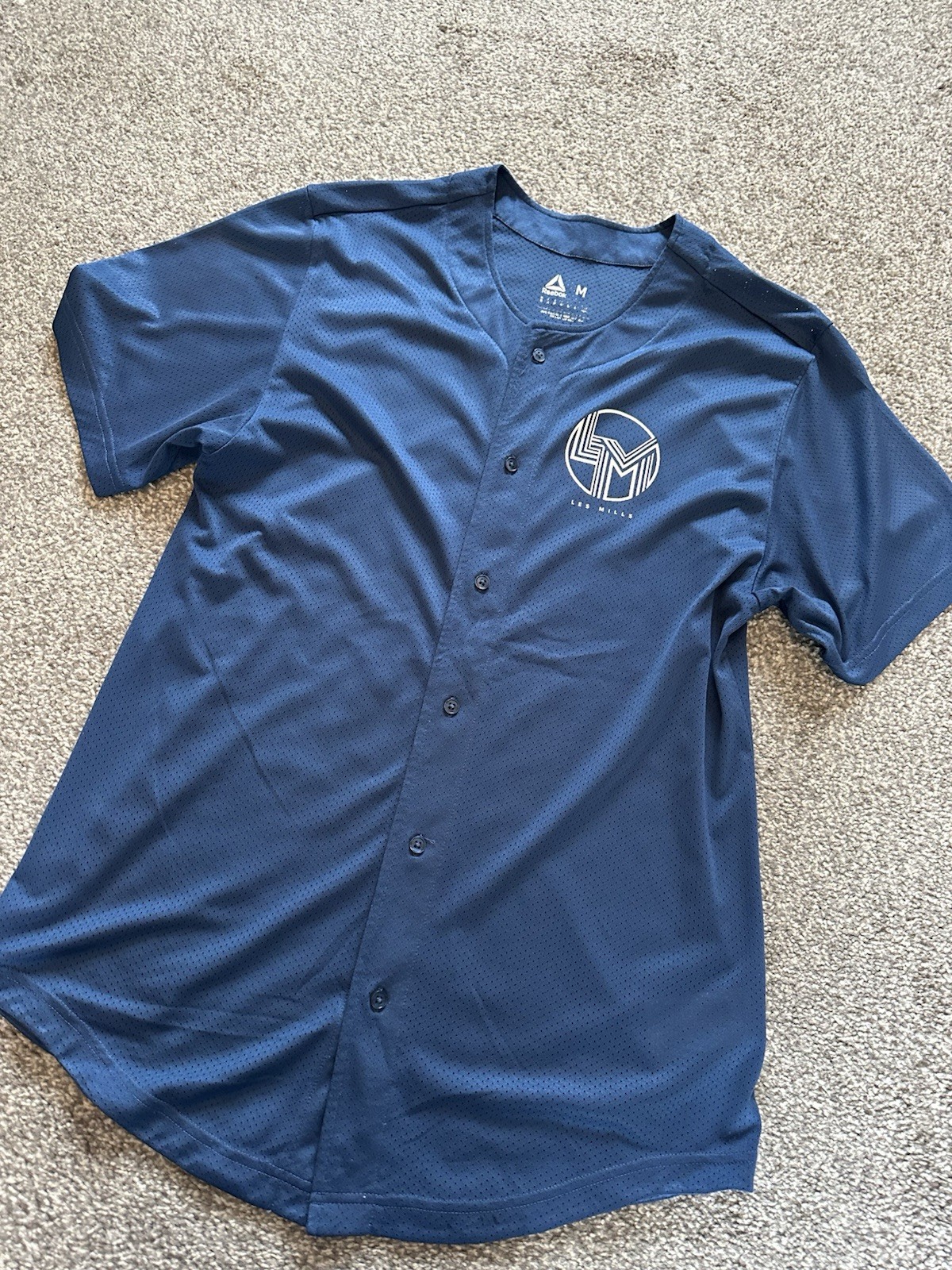 Mens Reebok Les Mills Baseball Jersey, Size Medium, Blue, Button Up, Mesh, (G11) gallery