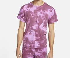 Nike Dri-Fit Mens All Over Print Short Sleeve Yoga Top Pink Purple Size M