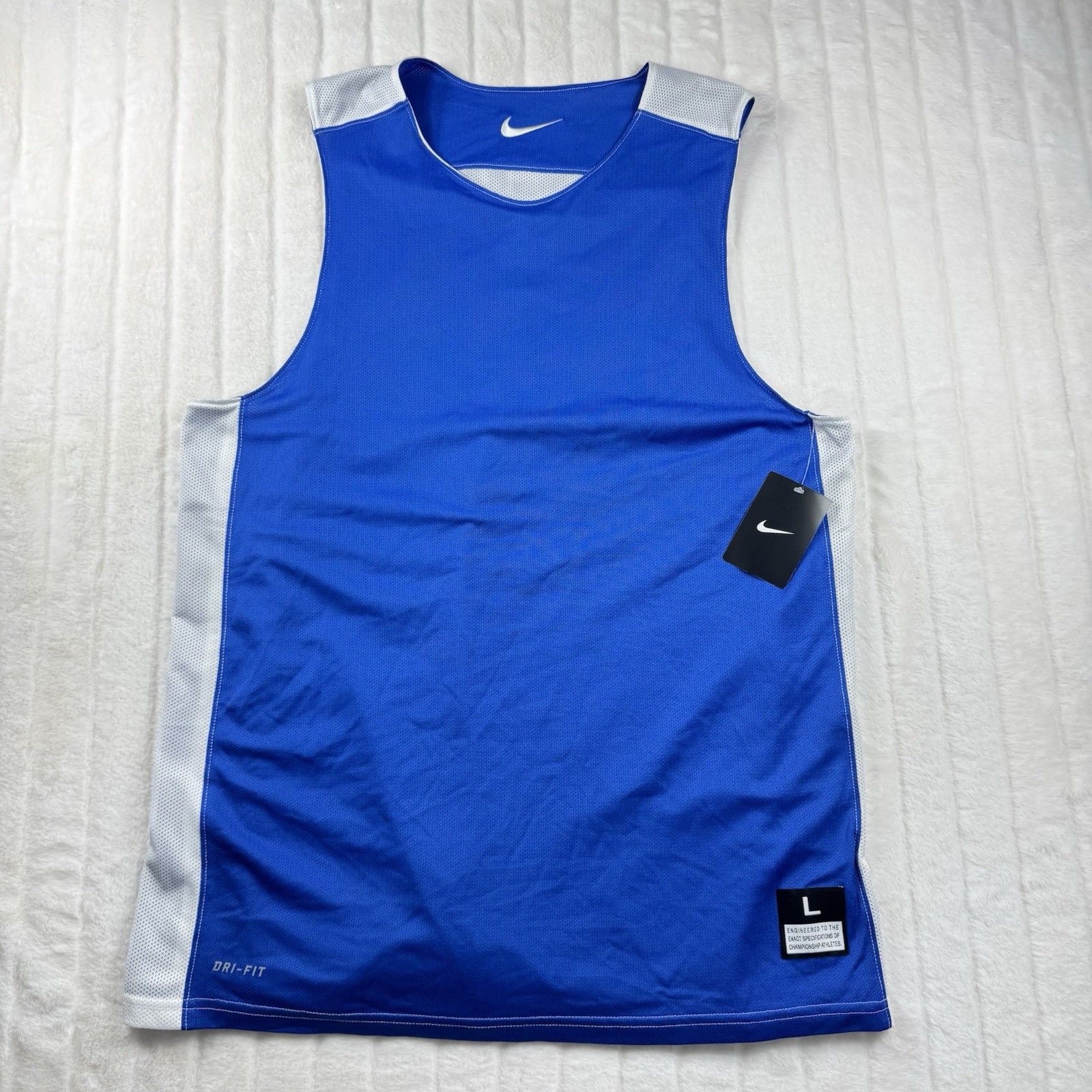 Nike Basketball Tank Jersey Reversible Mens L Sleeveless Blue White Training NWT gallery
