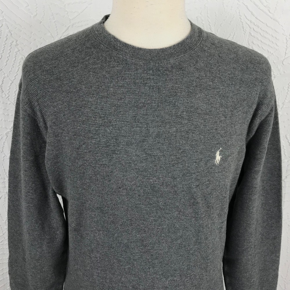 Polo Ralph Lauren Mens Thermal Knit Top Shirt Size XL Gray Embroidered Logo