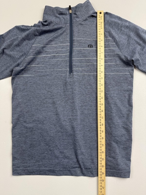 TravisMathew Pullover Mens Small Blue Quarter Zip Stripe Golf Performance Top gallery