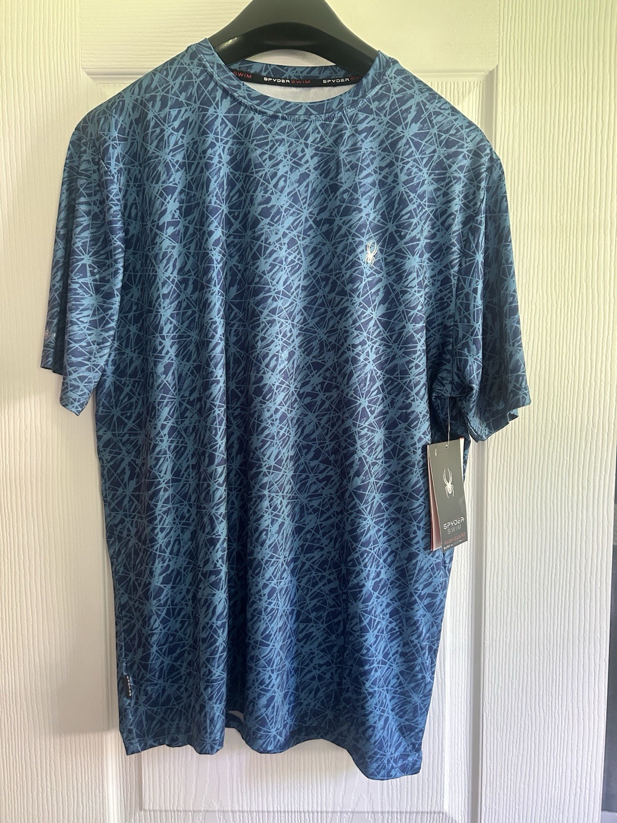 Spyder Shirt Men's L Swim Rash Guard Shirt UPF 30 Surf Hiking Blue Camo Nwt gallery