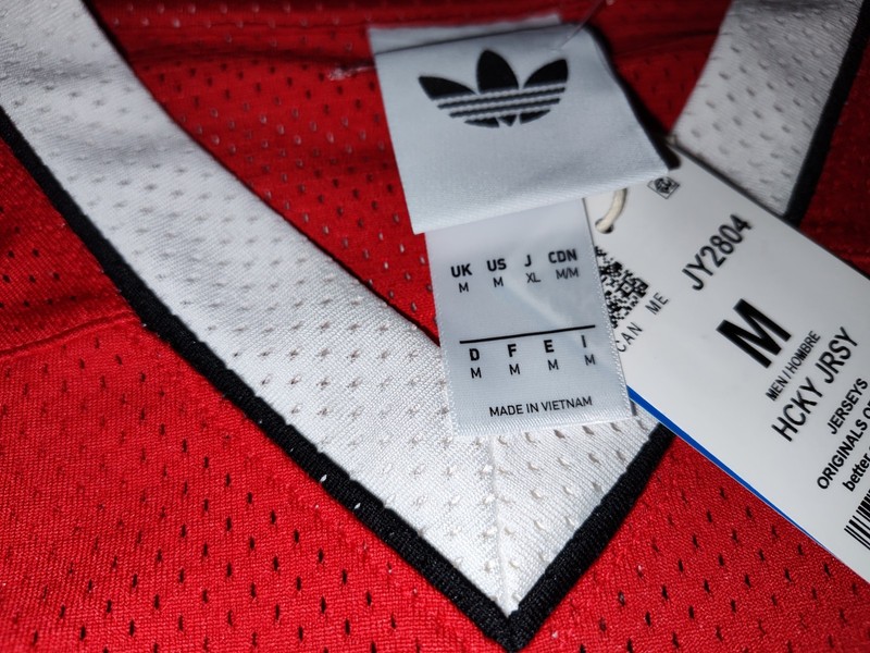 NEW Adidas Originals Men's Mesh Hockey Jersey Red Black White Medium M JY2804 gallery