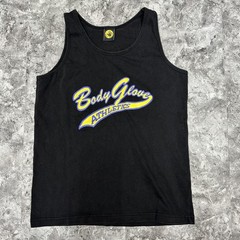 Vintage 90s Body Glove Athletics Black Size S Tank Top Graphic Logo Activewear