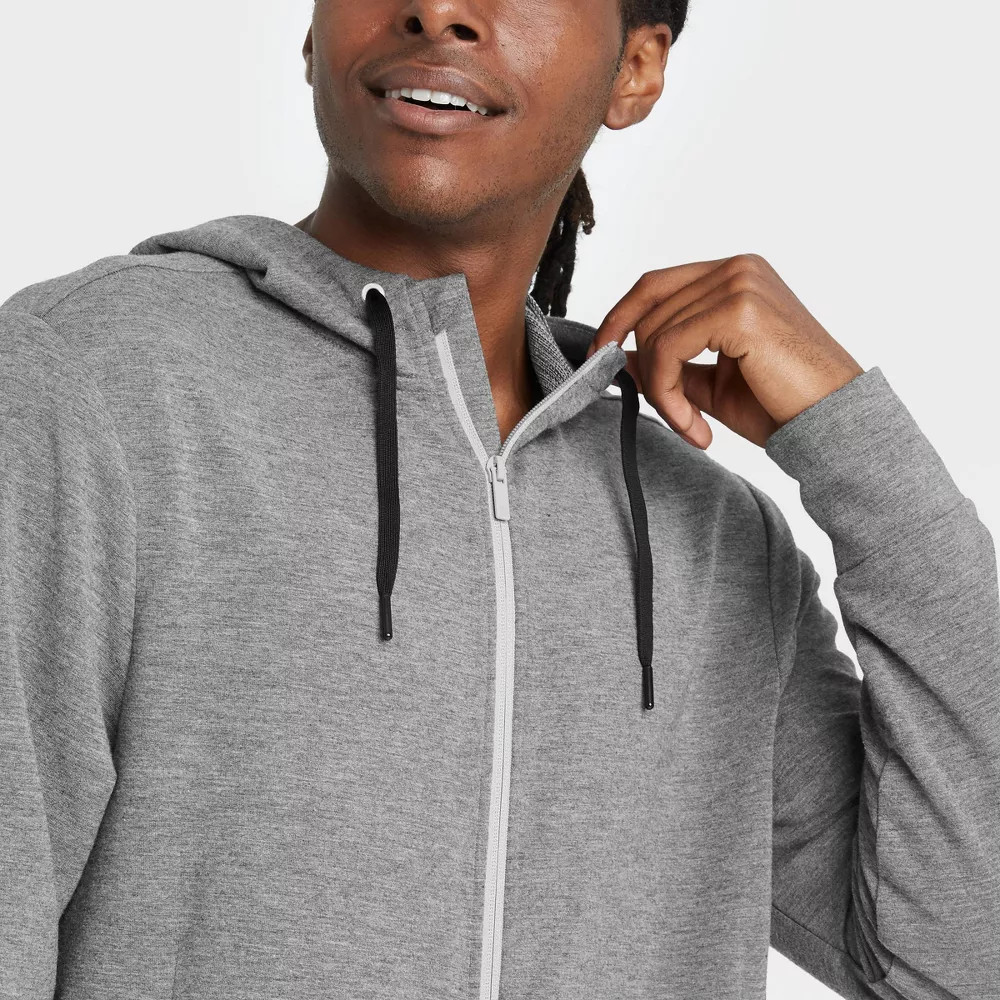 Men Soft Gym Full Zip Hooded Sweatshirt - All in Motion Gray gallery