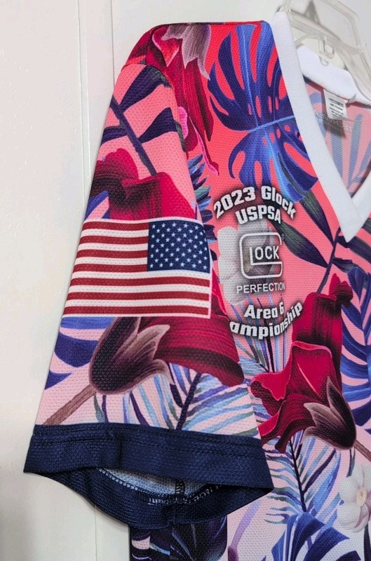Glock USPSA Men’s Hawaiian Theme Pullover Shirt Size Large Short Sleeves USA gallery