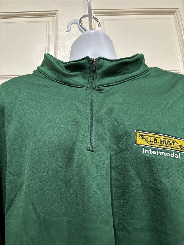 J.B. Hunt Trucking Shirt Green 1/4 Zip Long Sleeve Pullover 5XL JB Hunt gallery