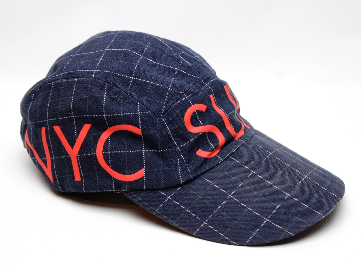 1994 SUPREME ~TARTAN~ LONG BILL CAMP HAT stadium/polo/tnf/plaid/wing/navajo/fish gallery