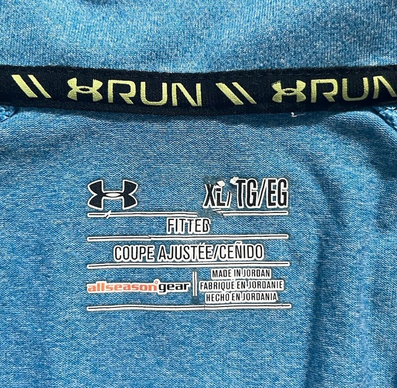 Under Armour Run Jacket 1/4 Zip Fitted AllSeasonGear Athletic Blue Mens Sz XL gallery