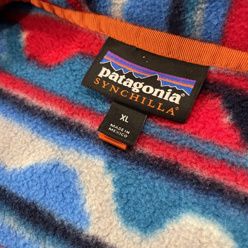 Patagonia Synchilla Fleece Pullover Snap Southwest Wavy Pattern Mens Size XL gallery