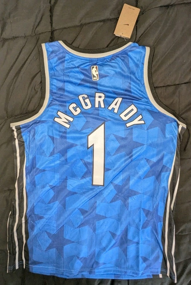 Large 48 Tracy McGrady Nike Orlando Magic NBA Jersey New #1 Blue Stars