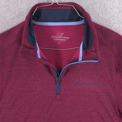 Vineyard Vines Sankaty 1/4 Zip Performance Pullover Red Shirt Mens Large