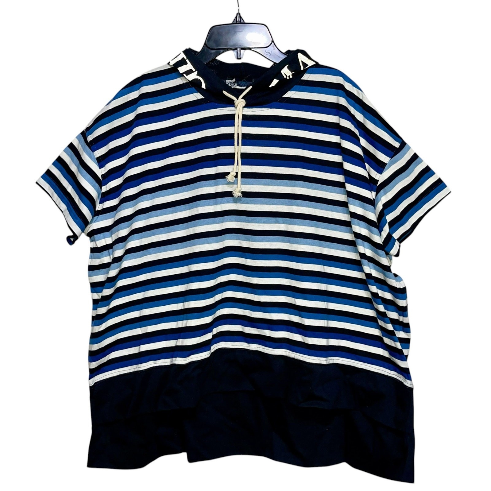 Marithe & Francois Girbaud Hoodie L 90s Blue Black Reflective Oversize Shirt NWT gallery