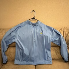 Men’s Blue 1/4 Zip Mock Neck Pullover Polyester Golf Top Logo, Size L