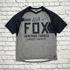 Fox Racing Jersey Mens L Gray Heritage Forged MTB Shirt Short Sleeve Motocross