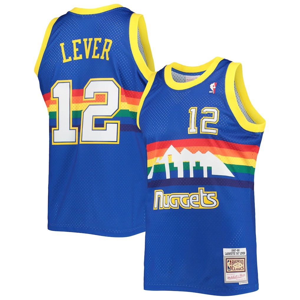 NWT MITCHELL & NESS SWINGMAN FAT LEVER DENVER NUGGETS 1987-88 ROYAL MENS L #12 gallery