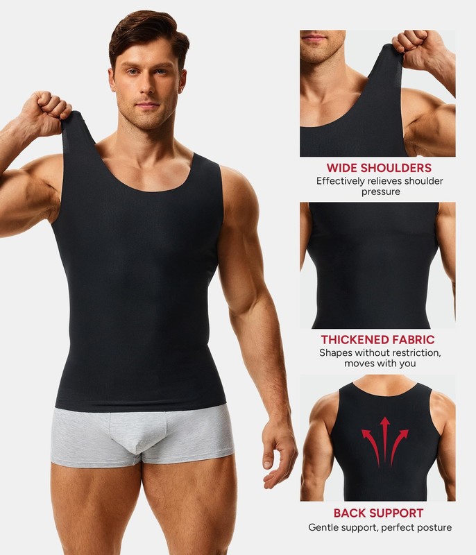 Compression Shirts for Men Slimming Workout Tank Tops Undershirts Vest Sleeve... gallery