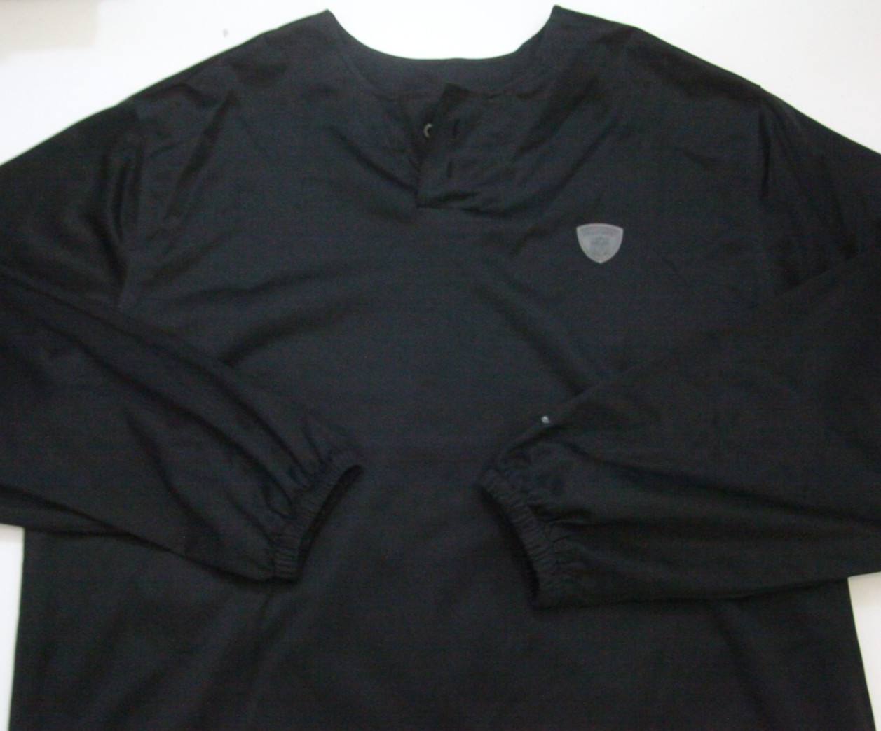 XL Reebok Crewneck 2-Button Long Sleeve Black Golf Pullover Mens Athletic 1-682 gallery