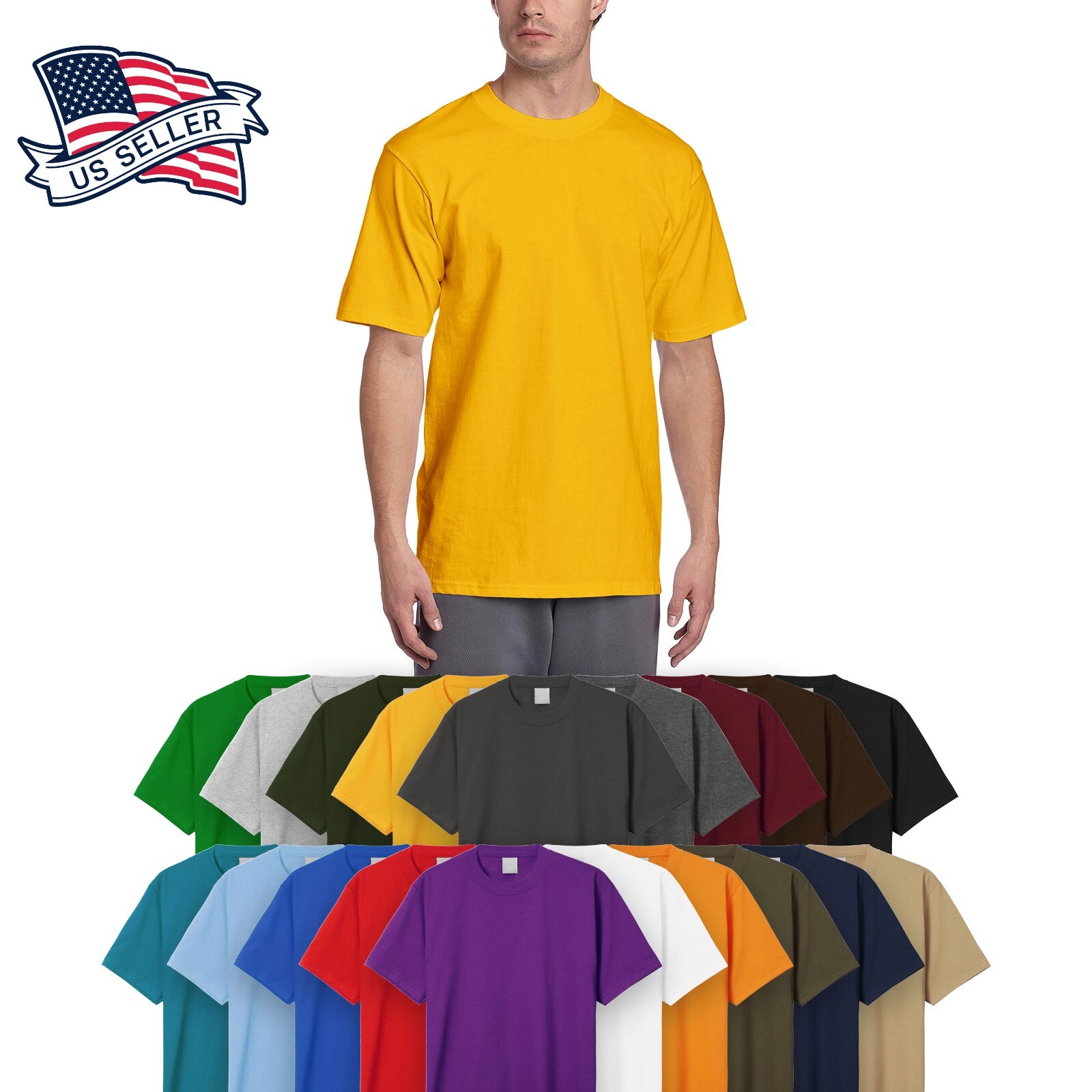 Mens HEAVY WEIGHT T Shirts SUPERMAX Plain Tee BIG AND TALL 5XL Solid Crew Neck gallery