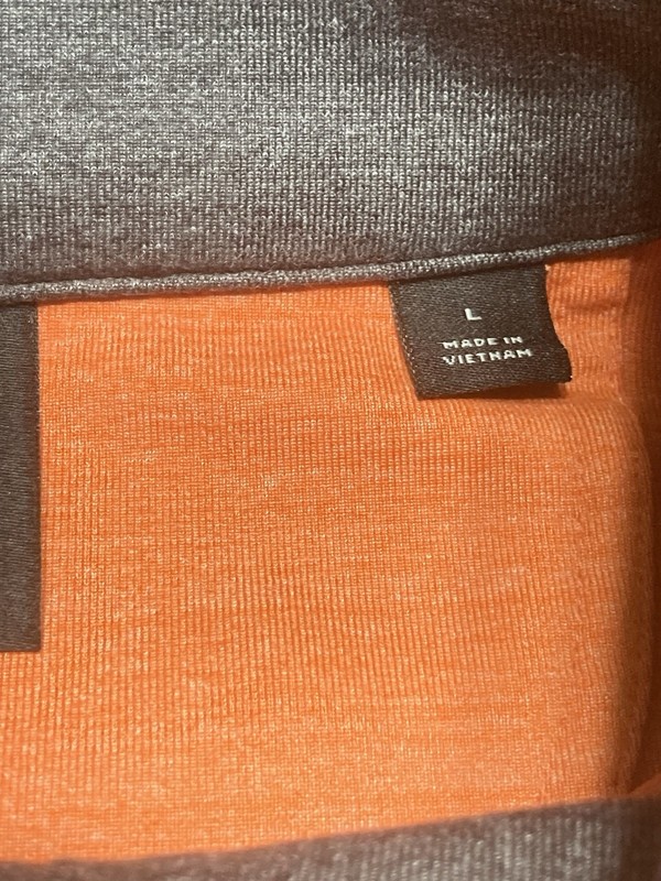 Dunning Golf Pullover Sweater Mens Large 1/4 Zip Fidden Orange Grey gallery