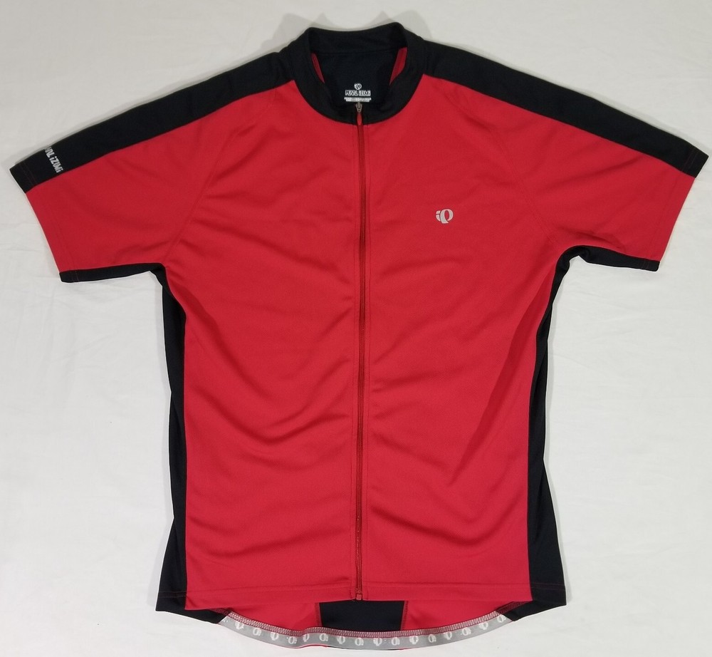 Pearl Izumi Cycling Jersey Red Black Full Zip Short Sleeve Shirt Top Mens L