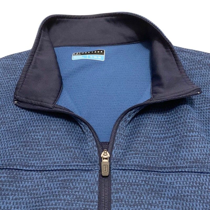 PGA Tour Mens Golf Shirt 2 Tone Blue Sz. XL Quarter Zip Pullover Pockets Sweater gallery