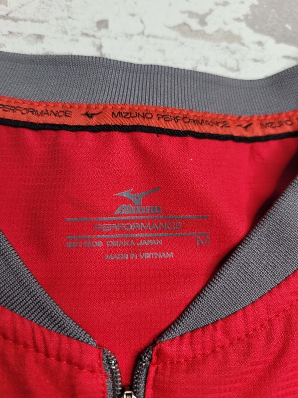Mizuno Performance Short Sleeve Baseball Wind Shirt 1/4 Zip Red Men's Medium gallery