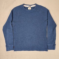 Relwen Bi-Waffle Thermal Crew Sweatshirt Mens Medium Dark Marine Blue Cotton