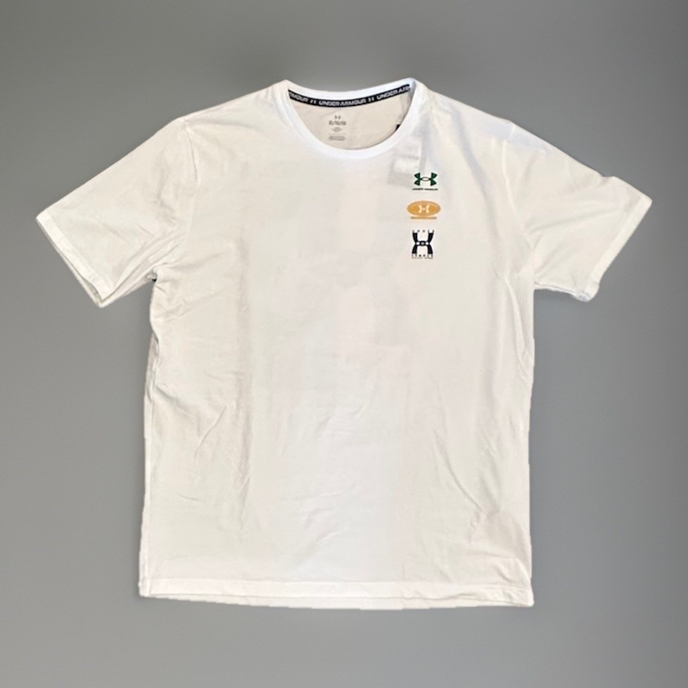 Under Armour Men’s 60/40S Evol Logo Short Sleeve Tee, White/Midnight Navy, XL