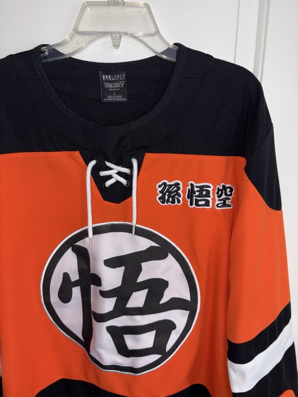 EUC MENS L LG BOX LUNCH DRAGON BALL Z SON GOKU #59 HOCKEY JERSEY TOP ANIME SEWN gallery