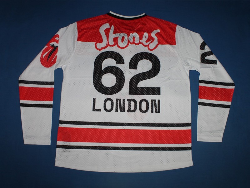 The Rolling Stones Jersey Rock Band Men's Hockey White Red Mesh Jersey gallery